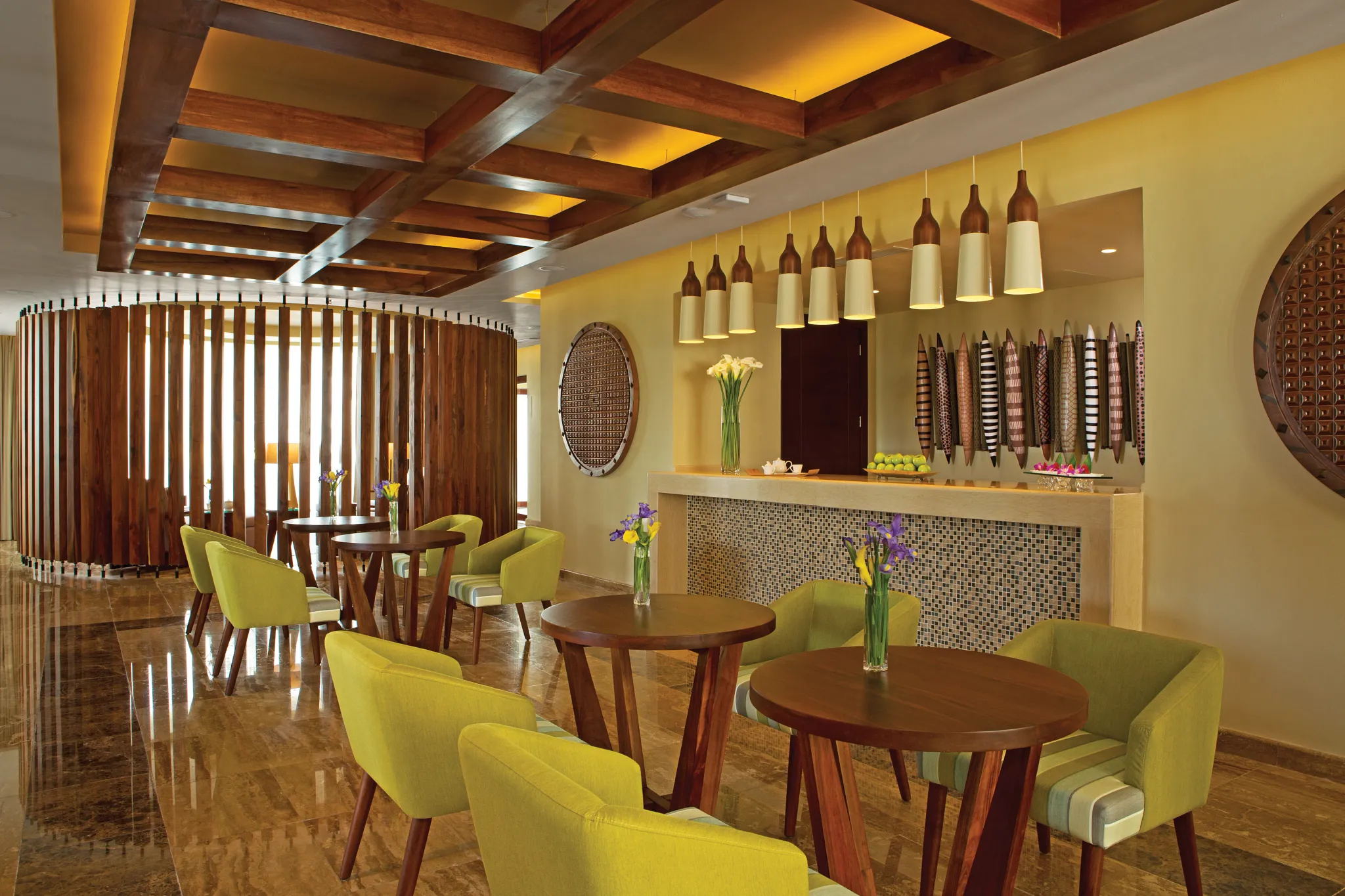 Healthy juice and refreshment bar inside the spa at Secrets Playa Mujeres Golf & Spa Resort.